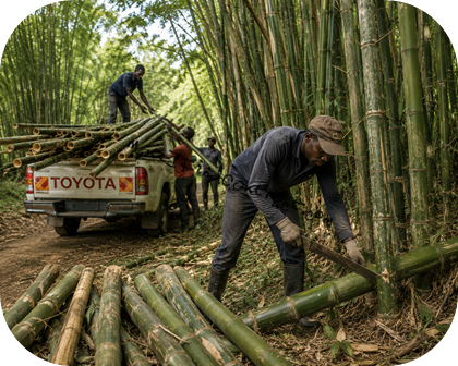 Bamboo Being Harvested